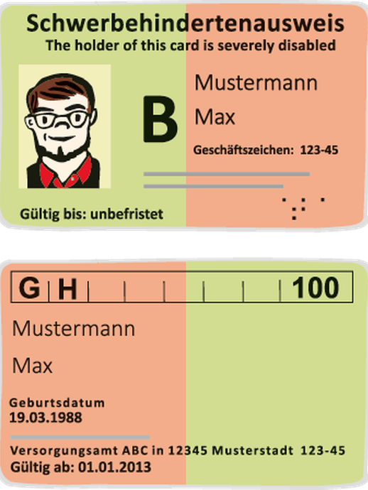 Schwerbehinderten-Ausweis (vergrößerte Bildansicht wird geöffnet)