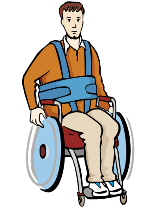 Mann im Rollstuhl, der sich nicht bewegen kann (öffnet vergrößerte Bildansicht)