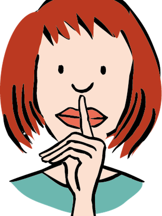 Eine Frau hält einen Finger vor ihren geschlossenen Mund (vergrößerte Bildansicht wird geöffnet)