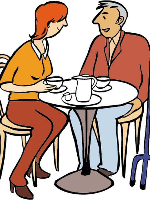 Zwei Personen im Café (vergrößerte Bildansicht wird geöffnet)