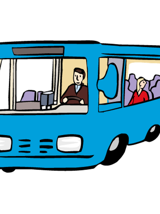 Ein Bus mit Fahrgästen (öffnet vergrößerte Bildansicht)