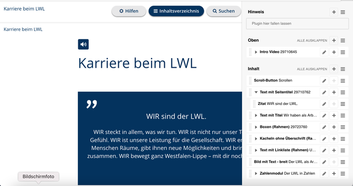 Screenshot "Text mit Seitentitel"-Modul auf der Seite https://www.karriere.lwl.org