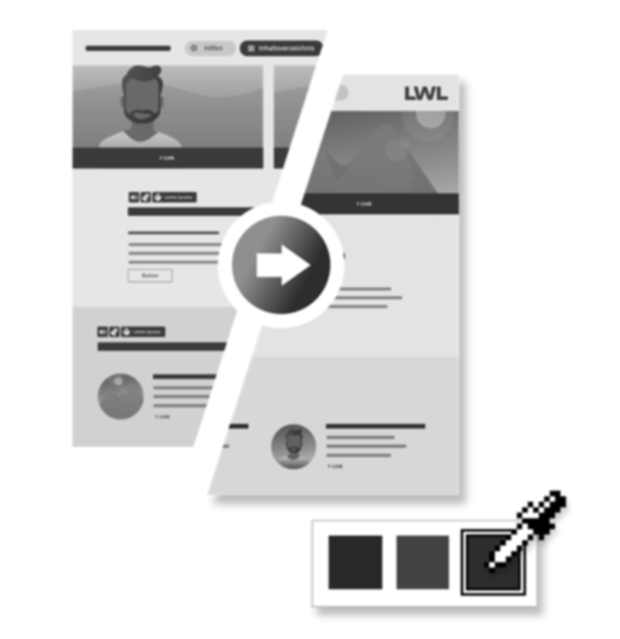 unscharfe, schematische Darstellung eines inklusiven Internetauftrittes in zwei verschiedenen Designs unscharfe, schematische Darstellung eines inklusiven Internetauftrittes in zwei verschiedenen Designs
