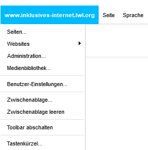 Menü mit dem Auswahlfeld "Medienbibliothek"