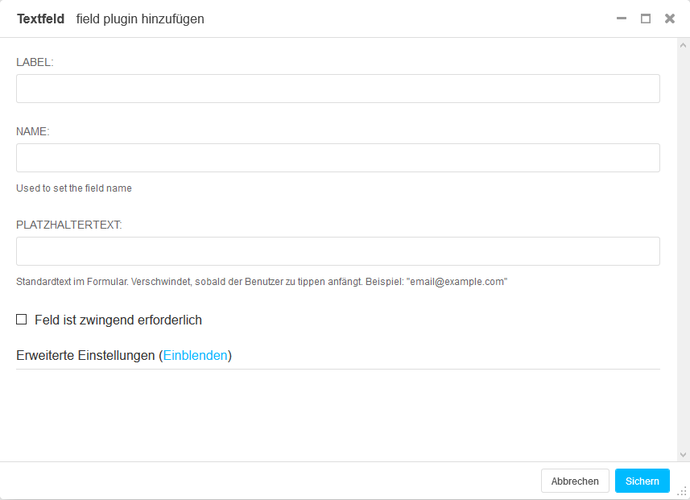 Screenshot Backend U008E17 Textfeld