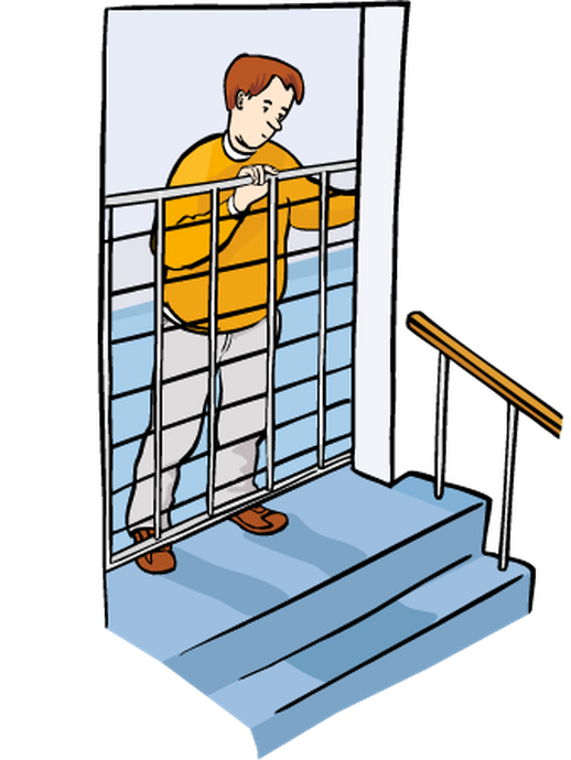Eine Person wird an einem Durchgang durch eine Tür gehindert (öffnet vergrößerte Bildansicht)