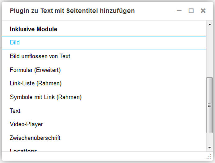 Screenshot Auswahl Untermodule