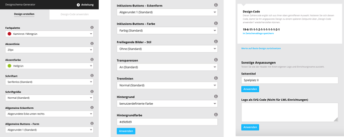 Übersicht des Designschema-Generators