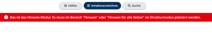 Screenshots des Hinweis-Moduls