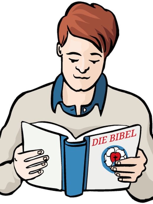 Ein Mann liest in einer Bibel (vergrößerte Bildansicht wird geöffnet)