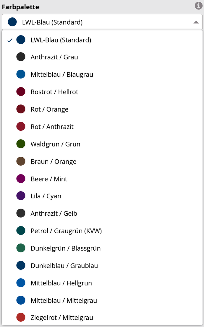 Screenshot Designschema-Generator: Farbpaletten-Dropdown-Menü