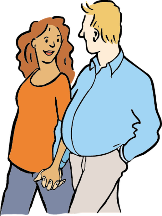 Mann und Frau halten Händchen (öffnet vergrößerte Bildansicht)