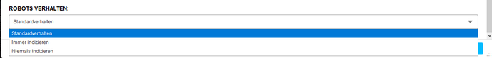 Screenshot im LWL-django-CMS zum Bereich "Robots Verhalten"