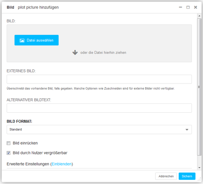 Screenshot U001 Bild Backend