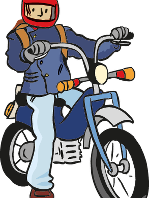 Eine Person mit Helm auf einem Motorrad (vergrößerte Bildansicht wird geöffnet)