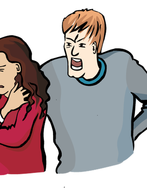 Ein Mann beschimpft eine Frau (vergrößerte Bildansicht wird geöffnet)