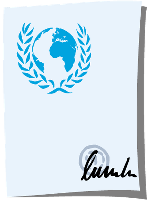 Dokument mit dem Zeichen der Vereinten Nationen (vergrößerte Bildansicht wird geöffnet)