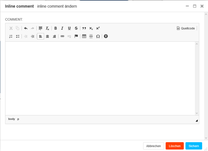 Screenshot Backend Inline Comment