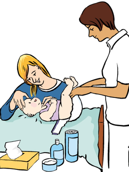 Hilfe beim Wickeln eines Babys (öffnet vergrößerte Bildansicht)