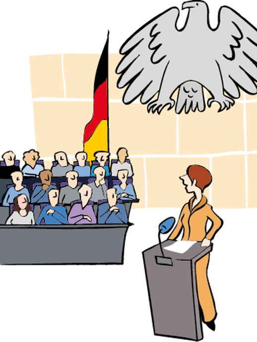 Eine Person hält eine Rede im Bundestag (vergrößerte Bildansicht wird geöffnet)