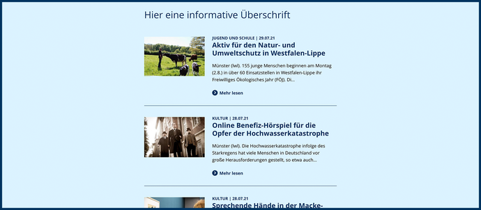 Screenshot Frontend des Inklusiven Moduls 031 Presseteaser.