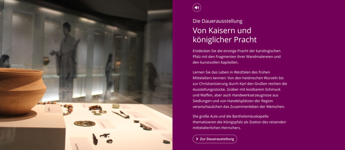 Screenshot eines Bild mit Text-breit-Moduls der Webseite "LWL-Museum in der Kaiserpfalz"