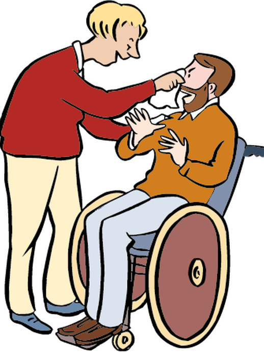 Assistentin hilft einer Person, der es schlecht geht (öffnet vergrößerte Bildansicht)