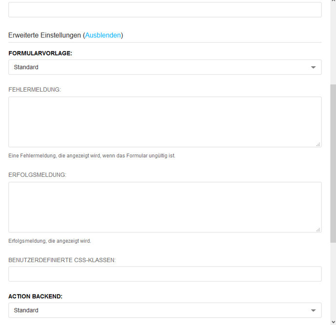 Screenshot Backend U008 Formular