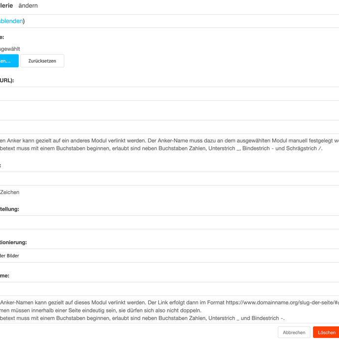 Screenshot Plugin 029 Bildergalerie, Abschnitt Link