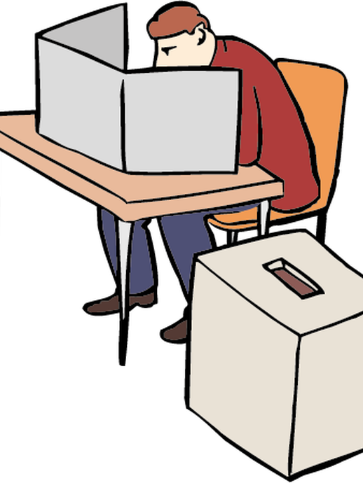 Wahlkabine und -urne (öffnet vergrößerte Bildansicht)