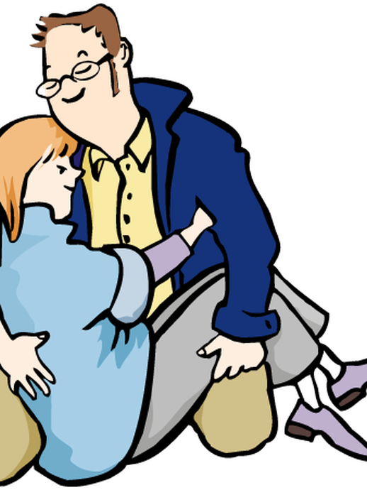 Mann umarmt Frau (öffnet vergrößerte Bildansicht)