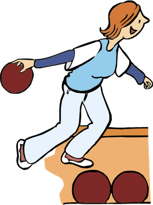 Eine Frau wirft einen Bowling-Ball (vergrößerte Bildansicht wird geöffnet)