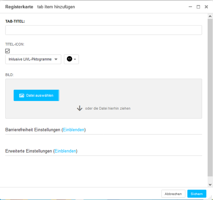 Screenshot Backend 013E Registerkarte