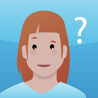 Illustration einer Frau mit Fragezeichen neben dem Kopf
